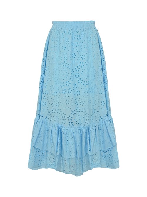 Gonna lunga in pizzo sangallo di cotone Celeste NO SECRETS | 261NS243CELESTE